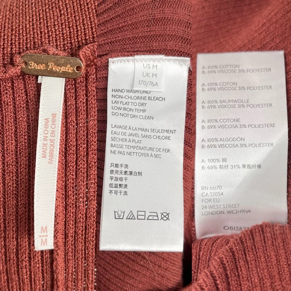 Free People Emilie Knit Two Piece Sweater Set Top Pants Cherry Cola Women’s M - Picture 13 of 16